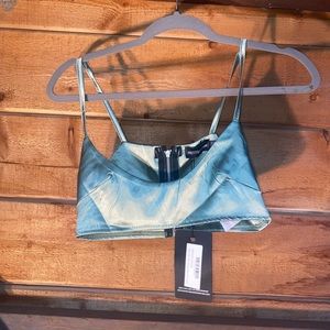 BRAND NEW GREEN SILK PRETTY LITTLE THINGS CROP TOP